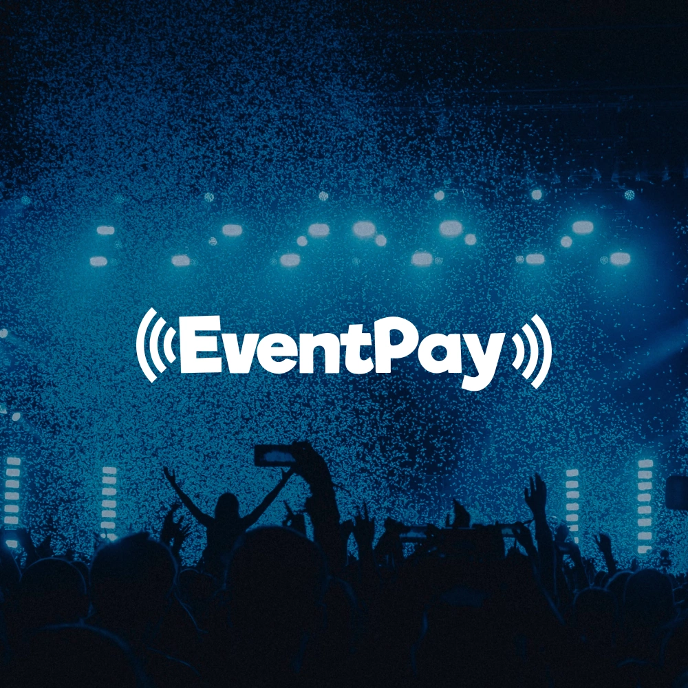 Logo van EventPay om aan te geven dat Tickoweb een integratie heeft met dit systeem voor cashless betalingen.